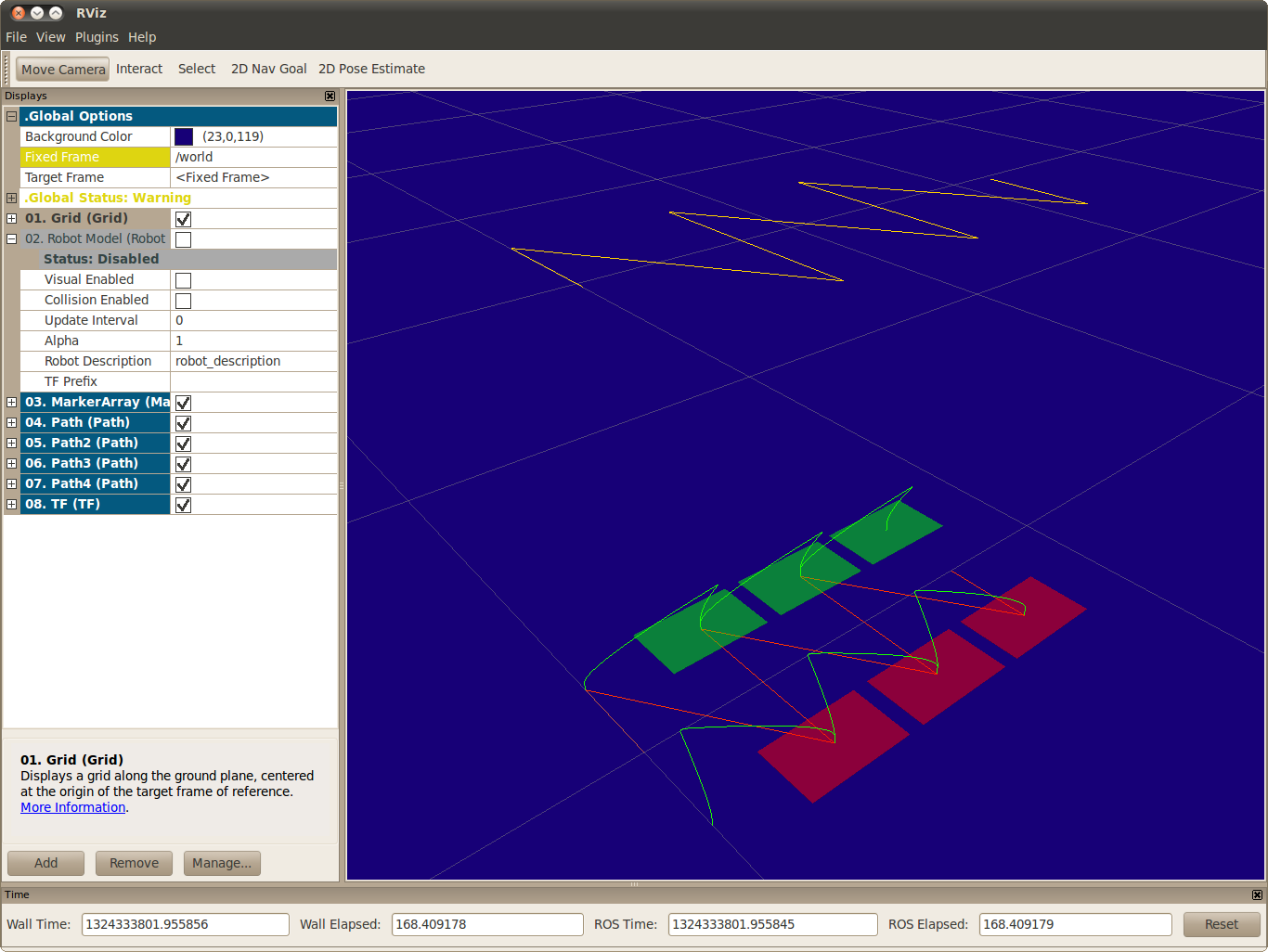 Half-steps pattern generator trajectories displayed in RViz